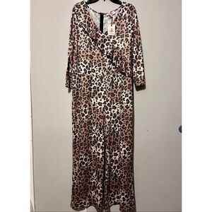 Jorge Perez Brown Tan Leapord pant suite / JumpSuit 1X